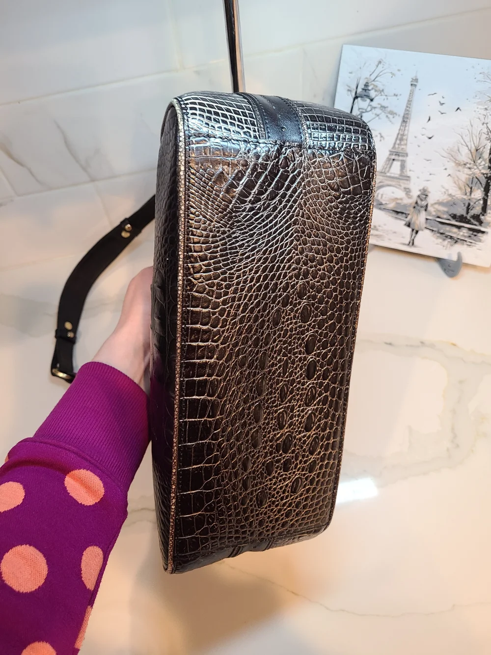 SOLD Brahmin Vintage Karissa Black Leather Shoulder Bag Fair - Picture 8 of 17